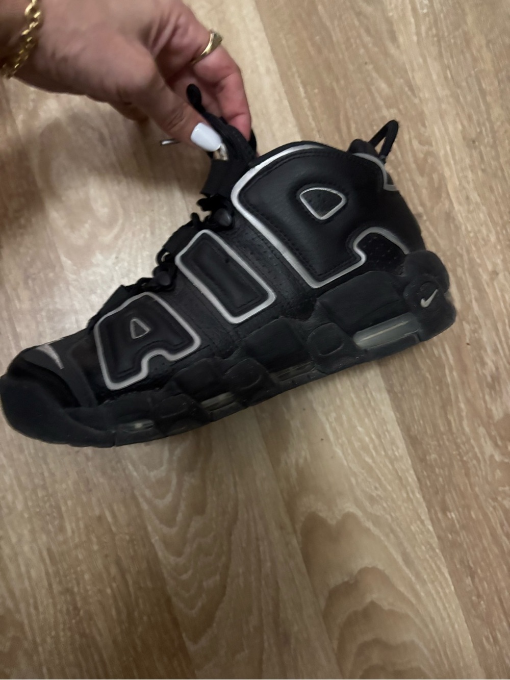 Nike Black and White Air More Uptempo High-Top Sneakers